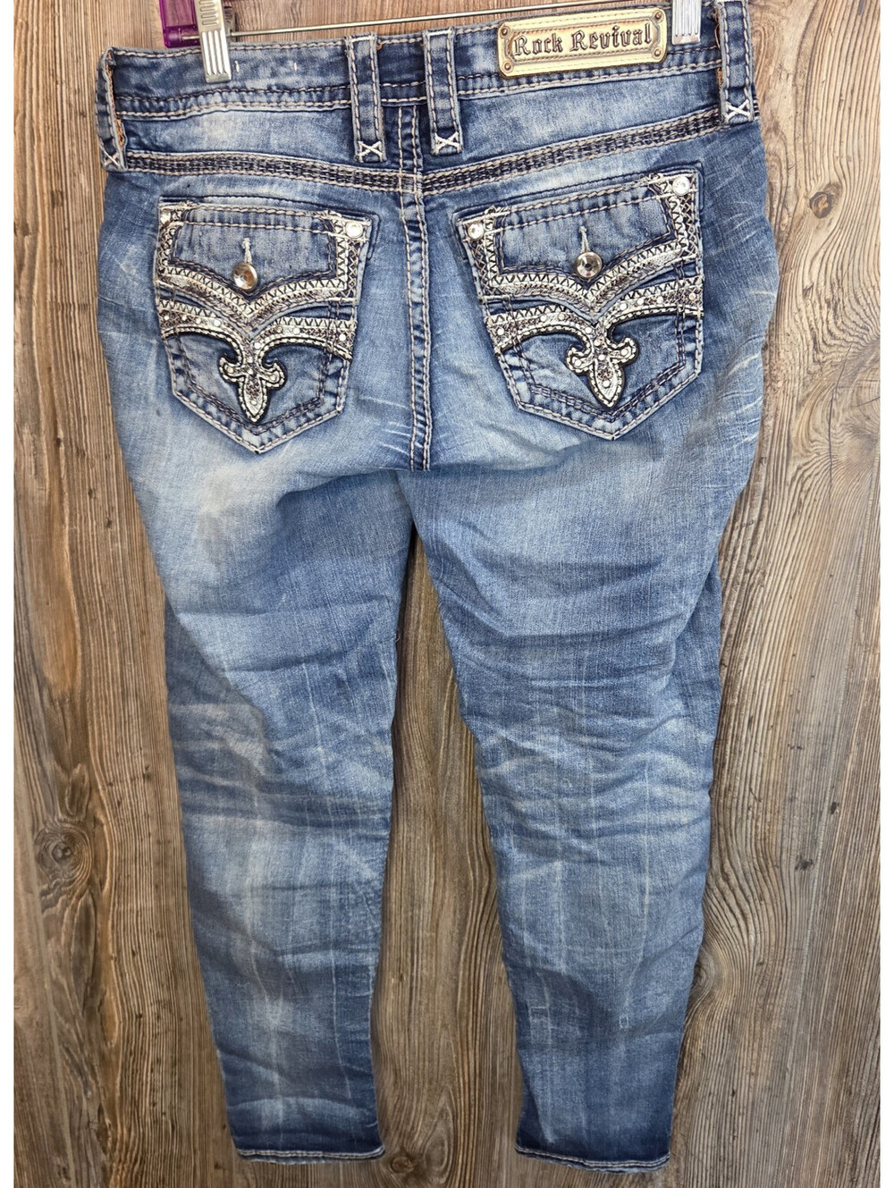 Rock Revival "Celinda" Women Ankle Skinny Blue Jeans Sz 28 (30x27) Distressed